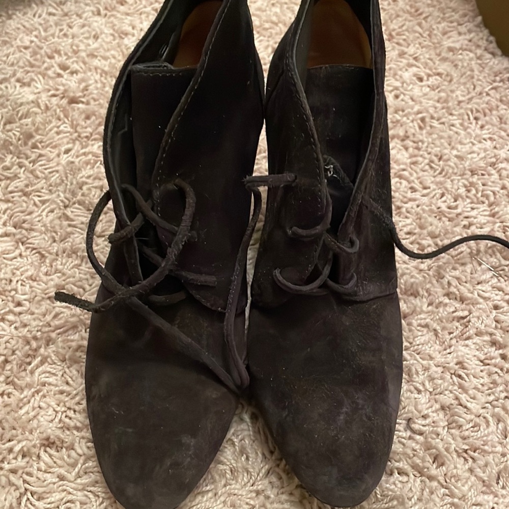 Via Spiga black wedge booties